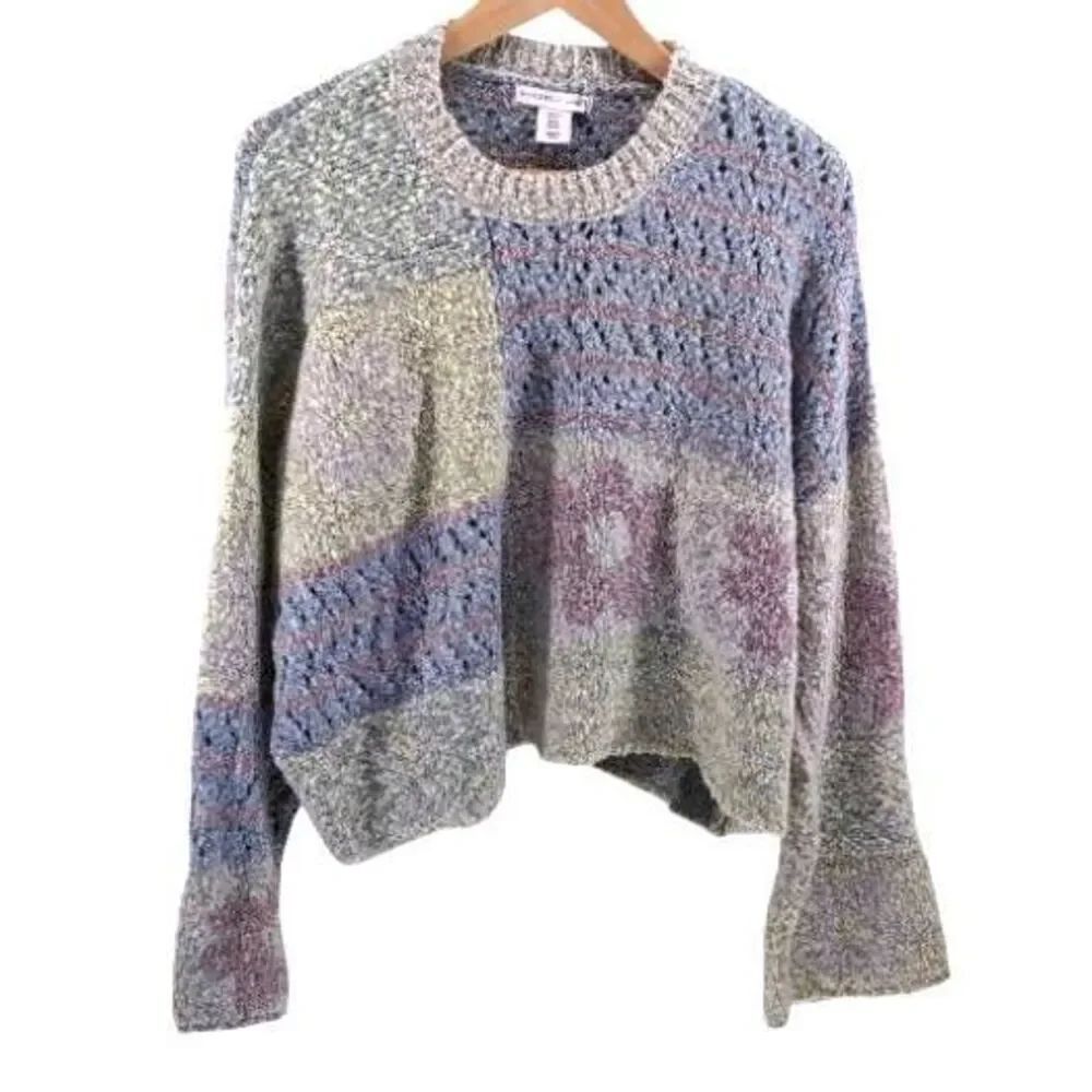 Sincerely Jules Cropped Knit Sweater Patchwork Floral Pastel Grandmacore Boho XL